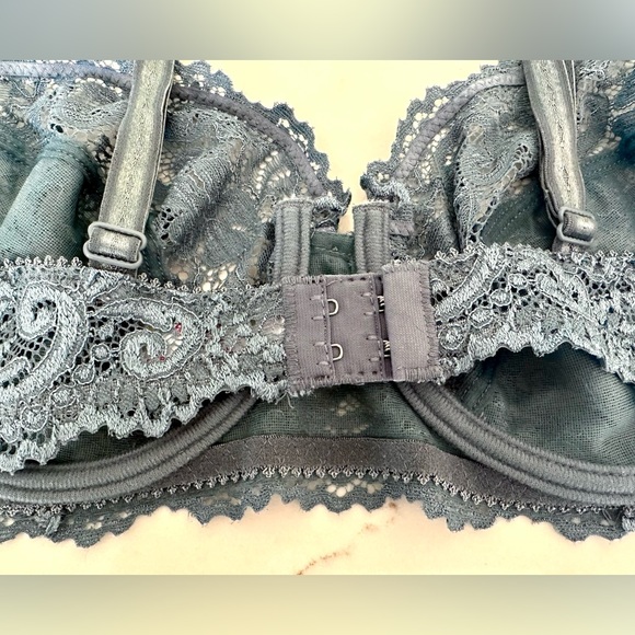 Lace Underwire Bra, Smoky Blue, 38C, Like New - Picture 6 of 7